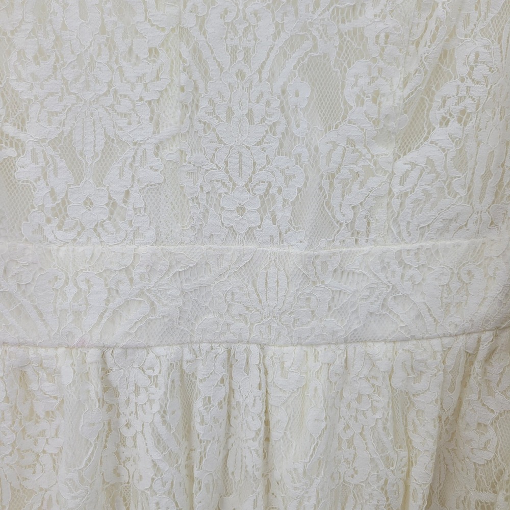 ModCloth Boho Bridal Ivory Floral Lace Mini Dress Bell Sleeves V-Neck Cream Sz S - Picture 7 of 10